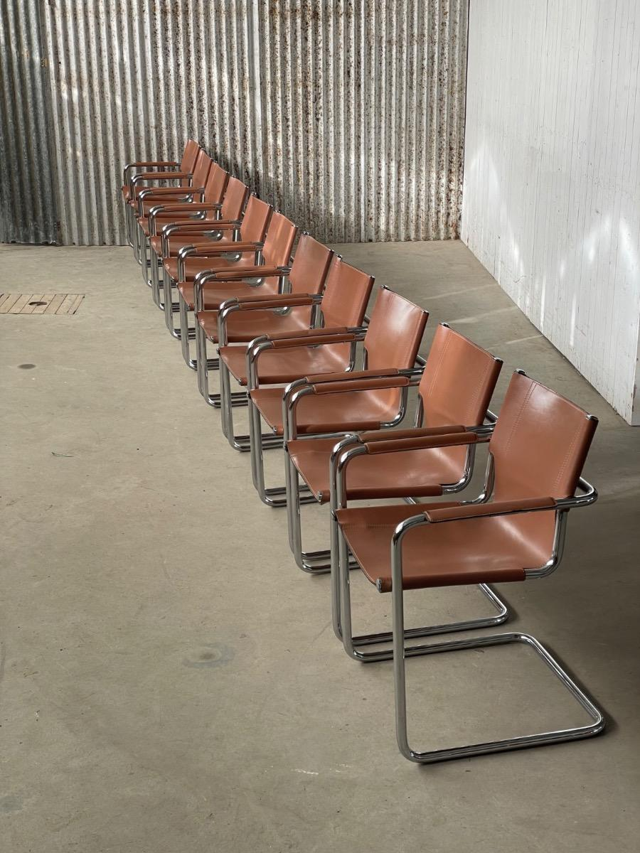 Vintage cantilever chairs in cognac leather
